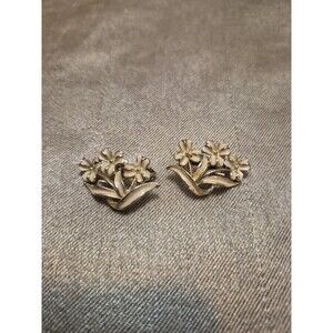 Vintage Signed CORO Enamel Floral Clip On Earrings